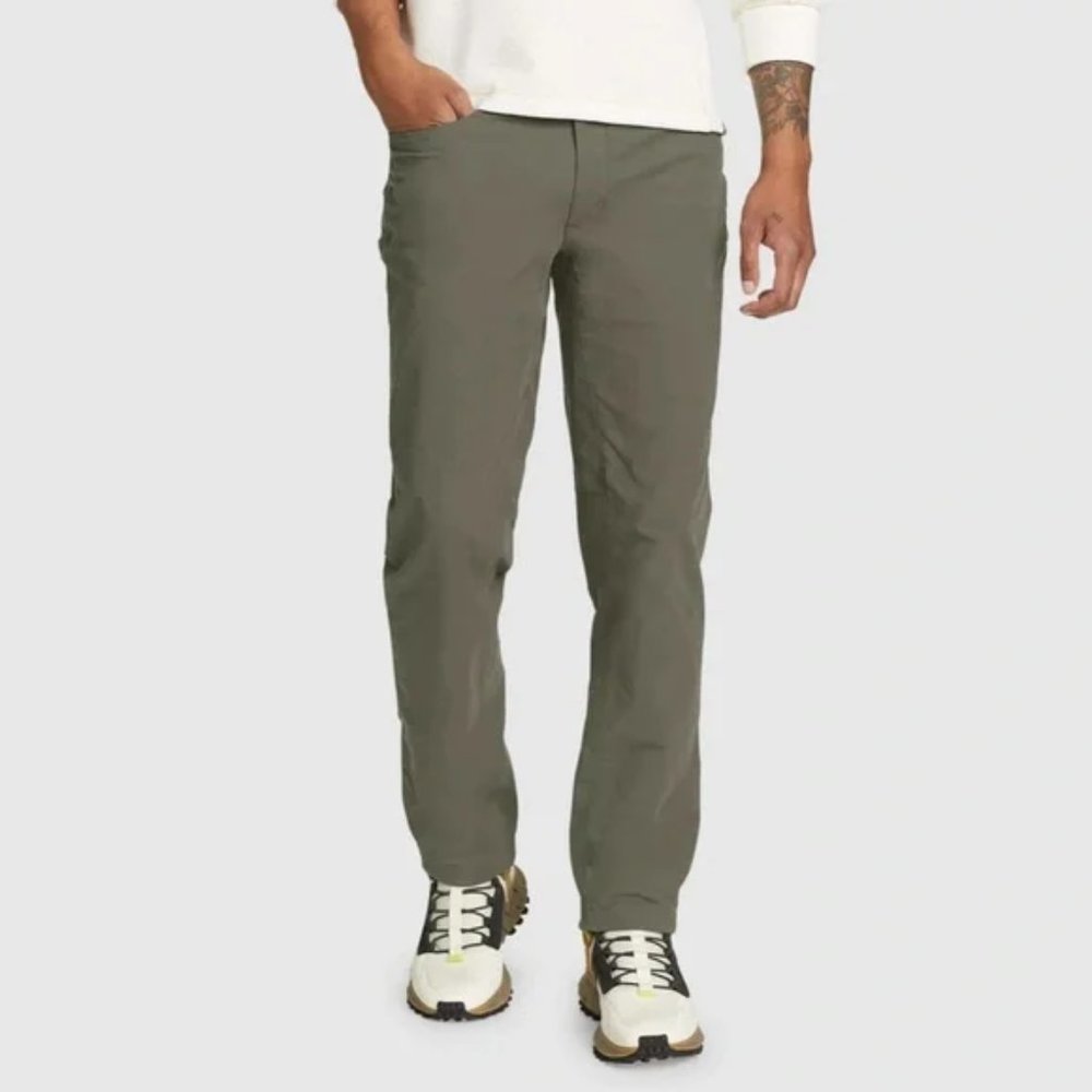 NWT Eddie Bauer Men's Green Voyager Flex Twill Pants 5 Pocket